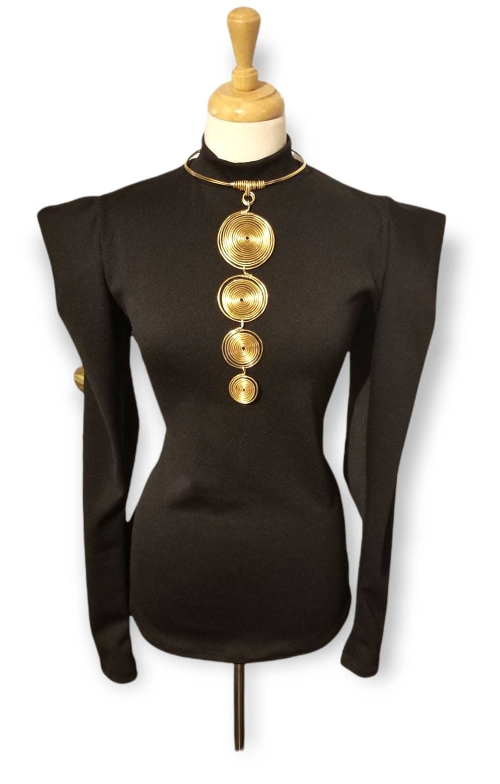 Drop disc necklace, gold necklace , statement necklace, gift idea, chunky necklace