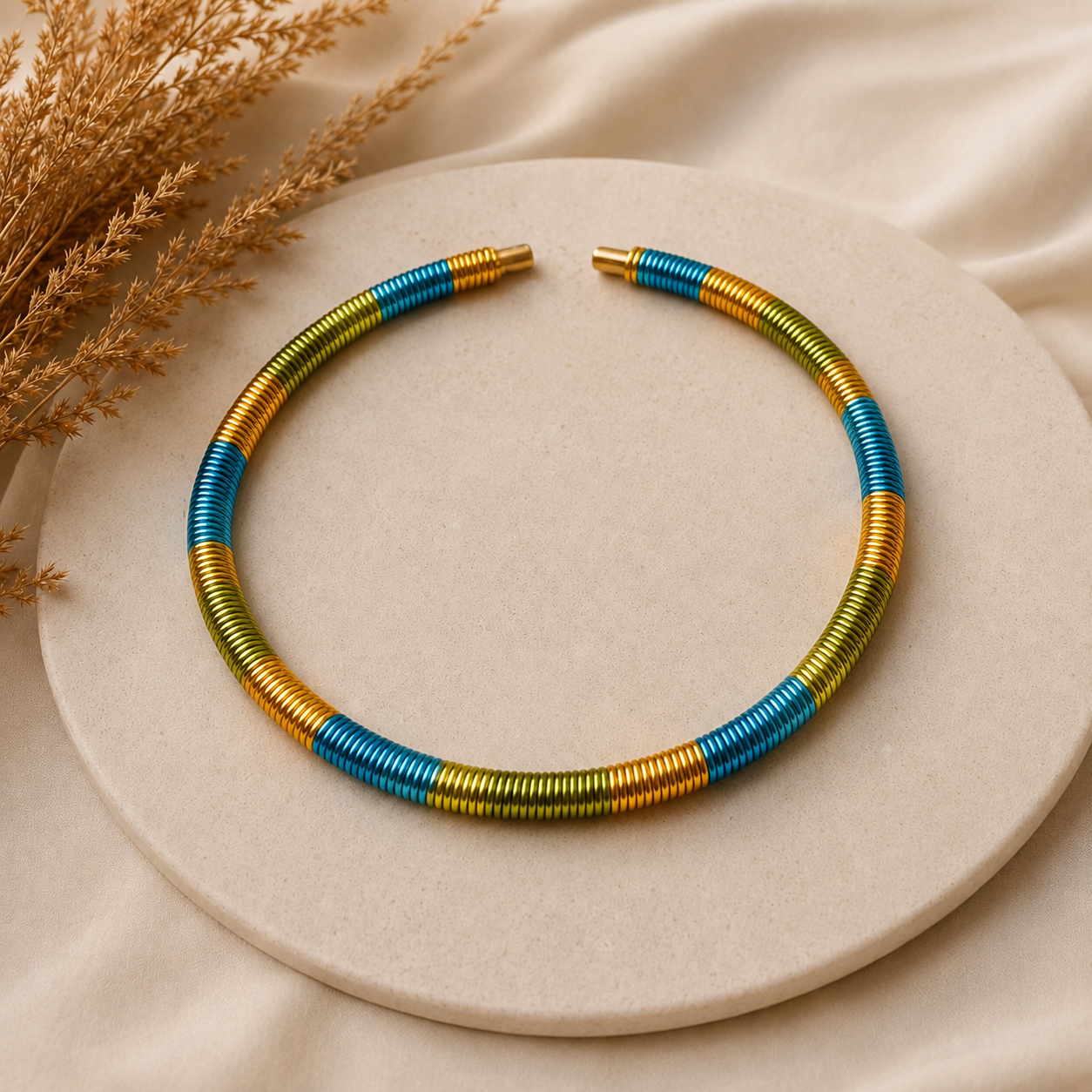 Multicolor Chandelier spiral aluminum earrings blue mix