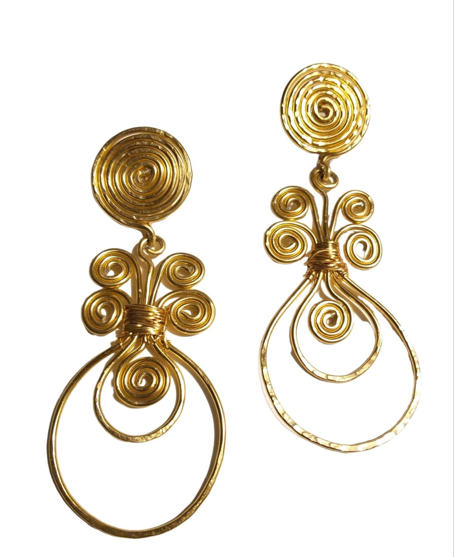 Gold whimsical earrings gold statement earrings boho jewelry afrocentric African jewelry Earrings