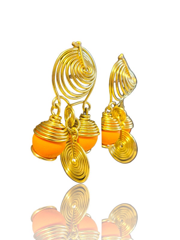 Gold Ball drop earrings gold earrings african earrings handmade earrings gold earrings designs