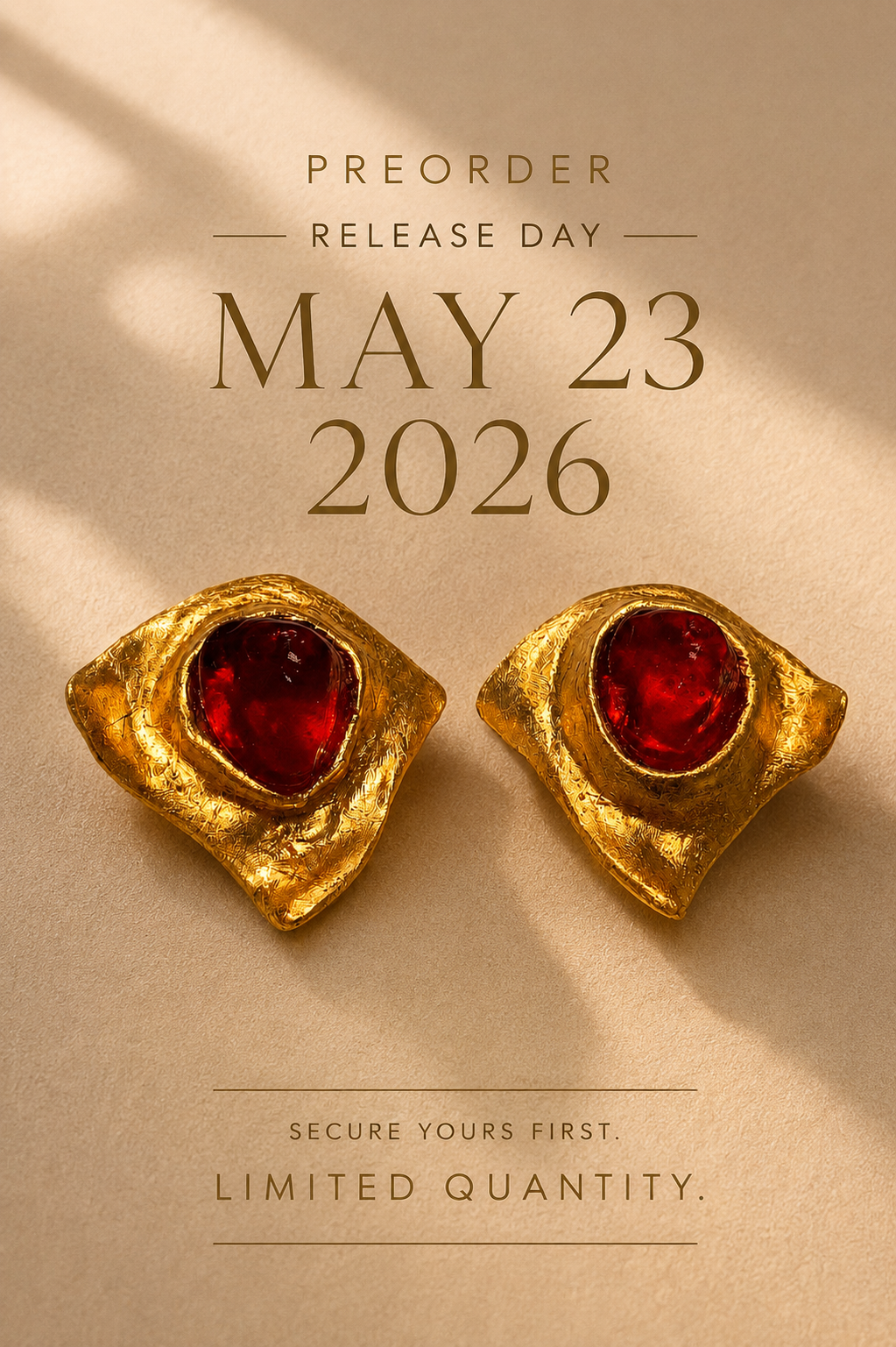 Gemstone Gold (red) Statement earrings