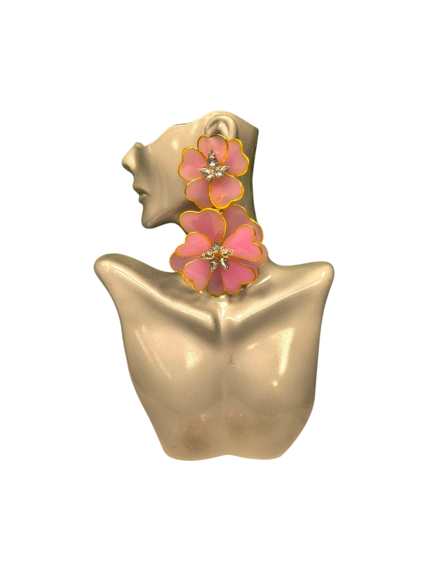 Pink Flower Statement earrings