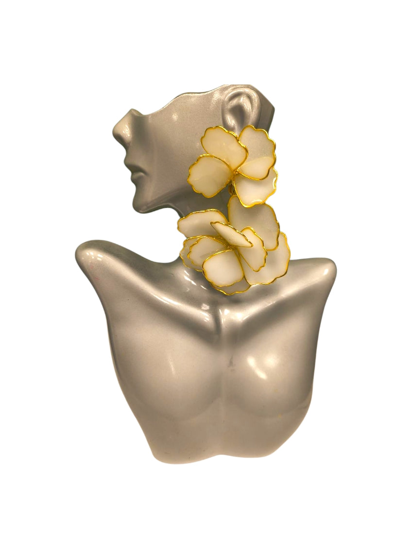 White Flower Statement earrings