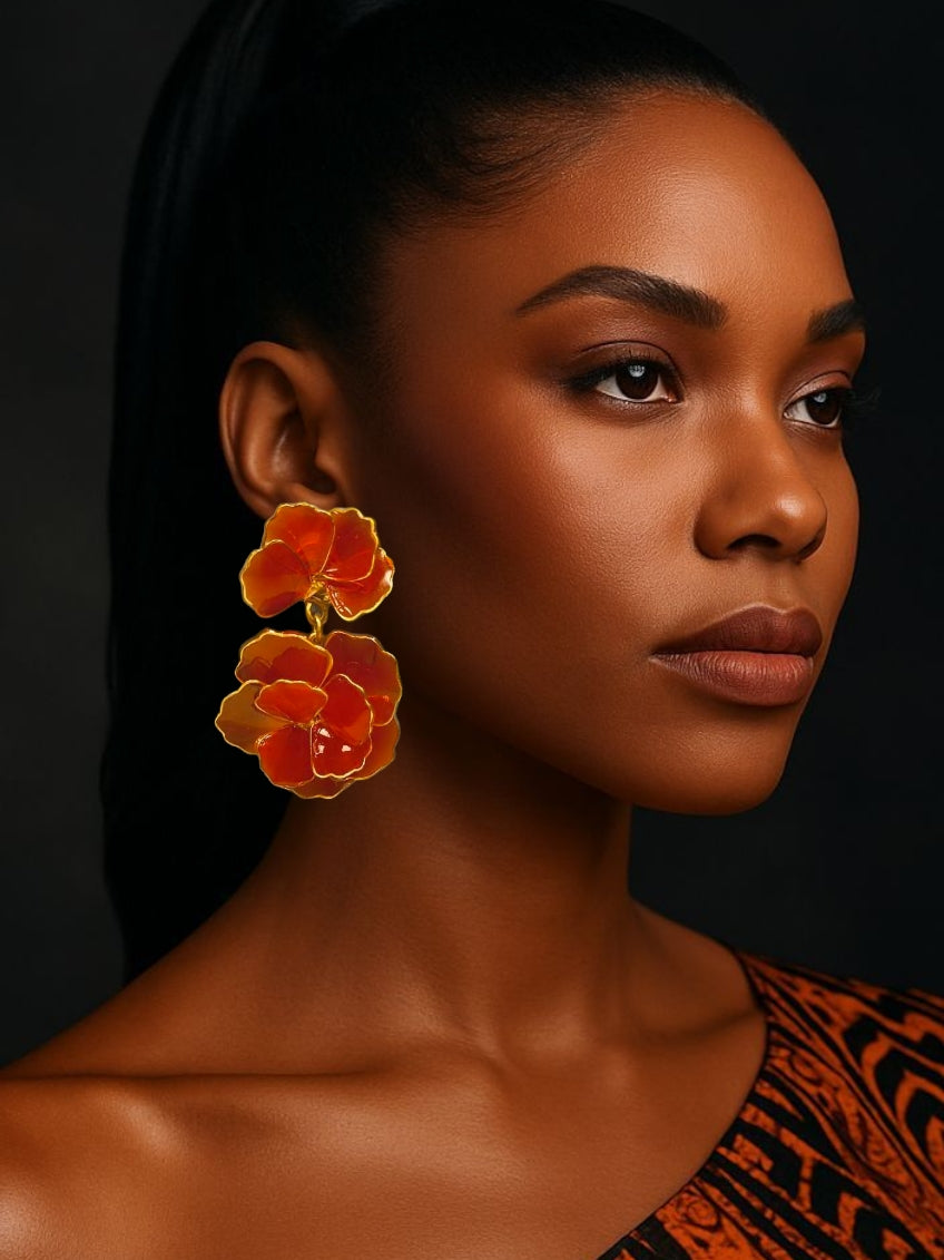 Flower Statement earrings (red)