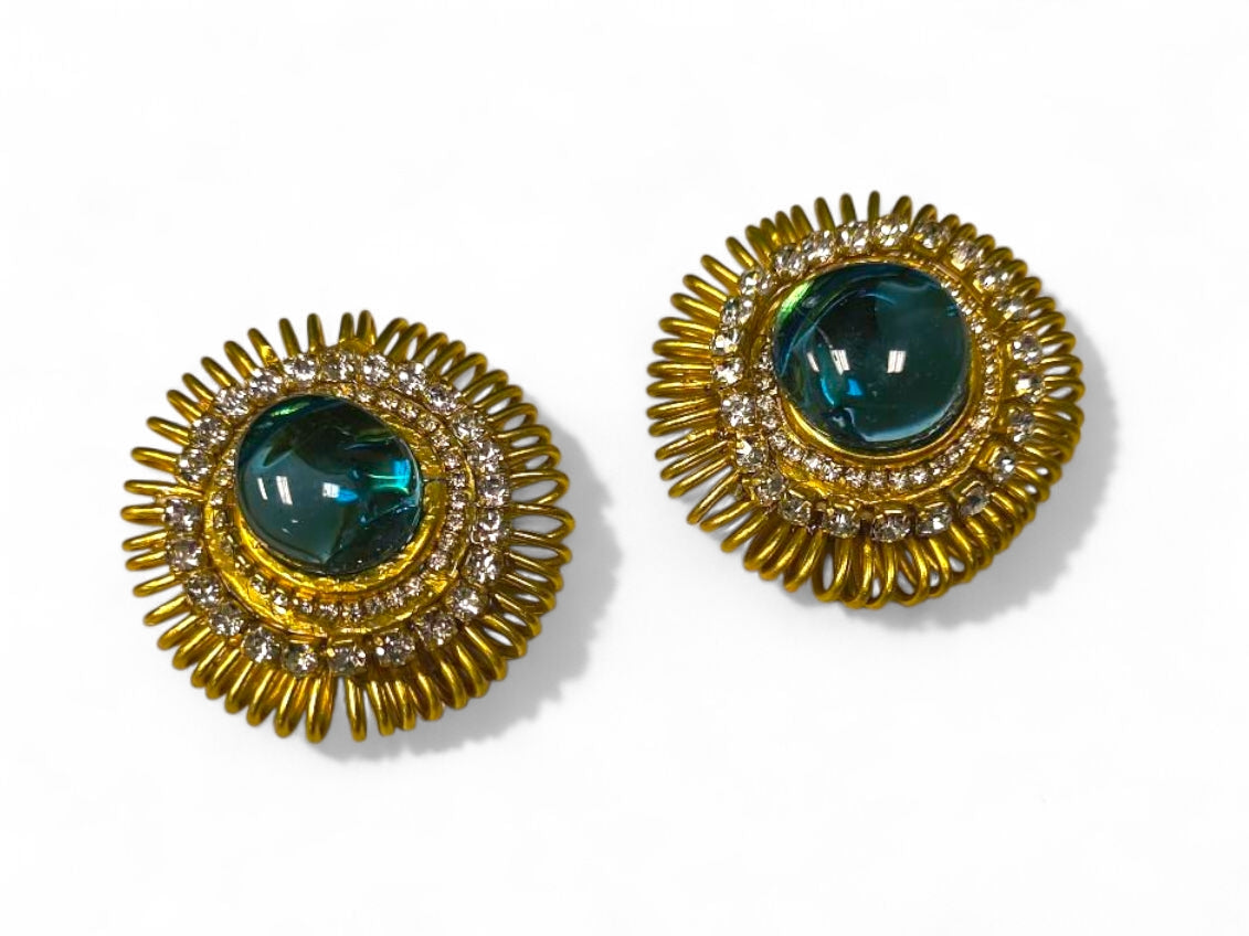Luxeisha over size stud earrings( teal)
