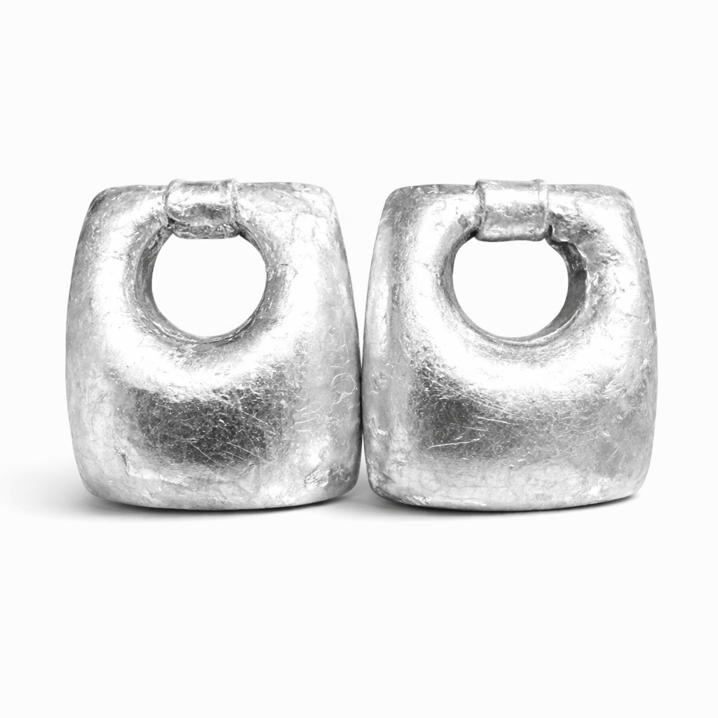 Chunky Stud Square Earrings Silver