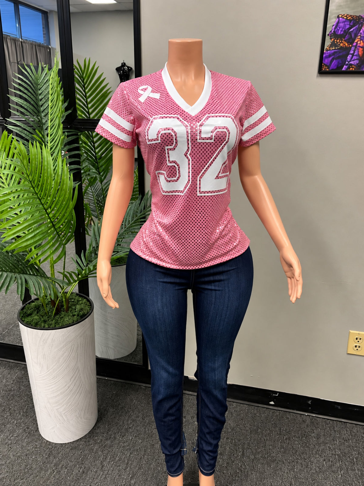 Breast Cancer Dot Sequin Jersey