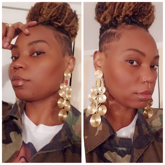 Gold Large African Disc earrings Gold Statement Earrings Boho Earrings gift ideas juneteenth