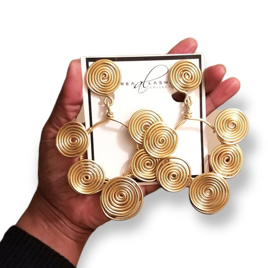Gold hoop African disc earring, Gold statement earrings, gold earrings, gift ideas for her, gold earrings, unique earrings,bold earrings,