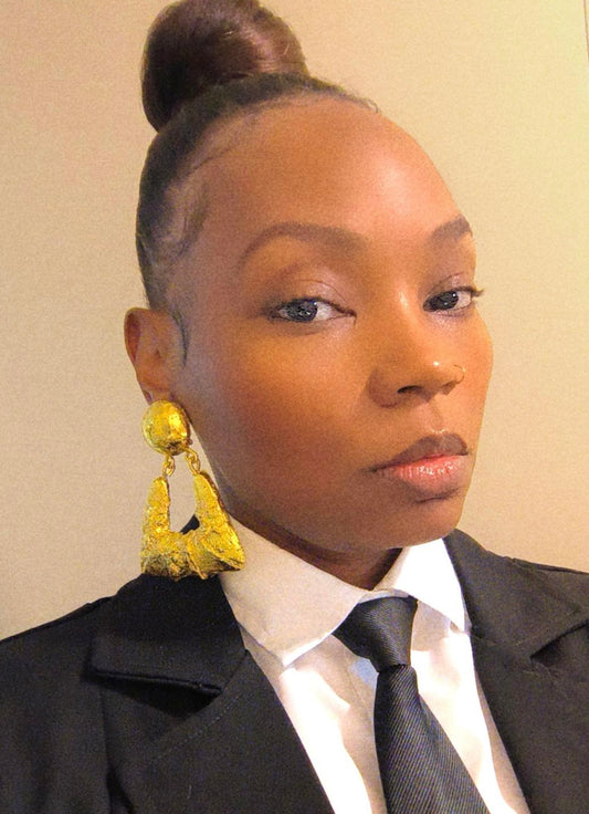 Bamboo Statement earrings(yellow gold)