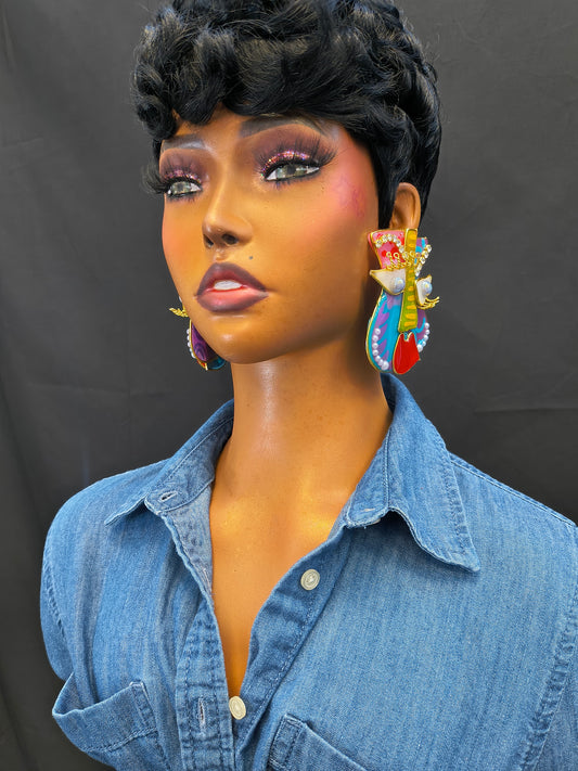 Abstract Faces Statement Earrings