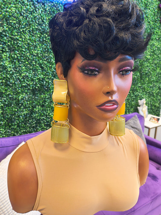 Stacked tube statement earrings