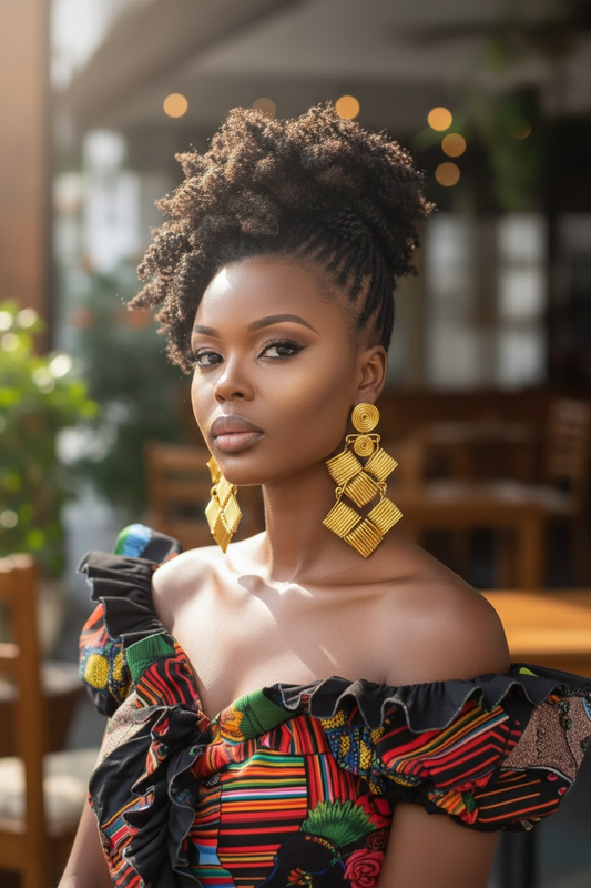 Golden Square Cascade Earrings