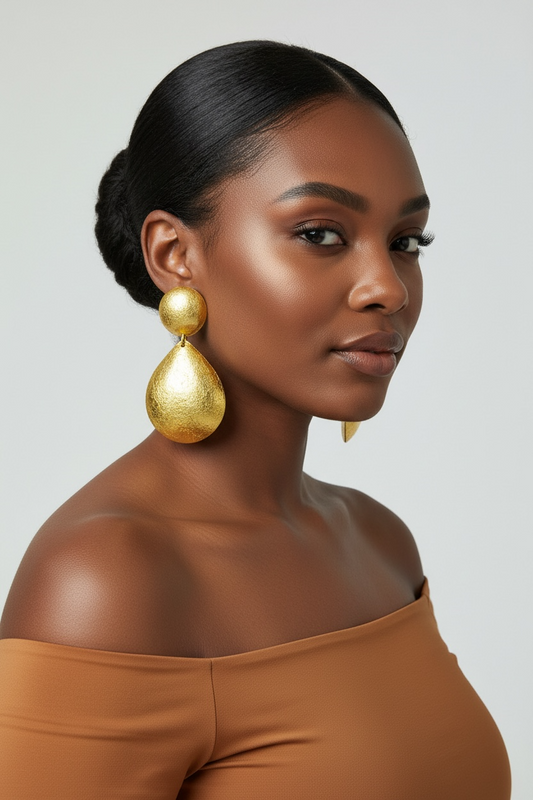 Teardrop Drop Earrings  Gold