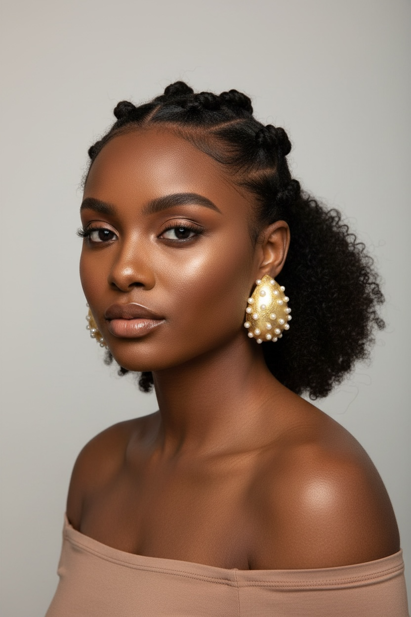 Pearl Teardrop Stud Earrings Gold