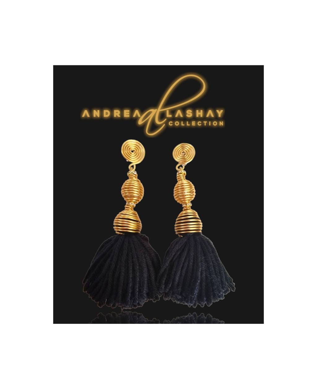 Black and gold/silver tassel earrings, statement earrings, tassel earrings, african earrings,