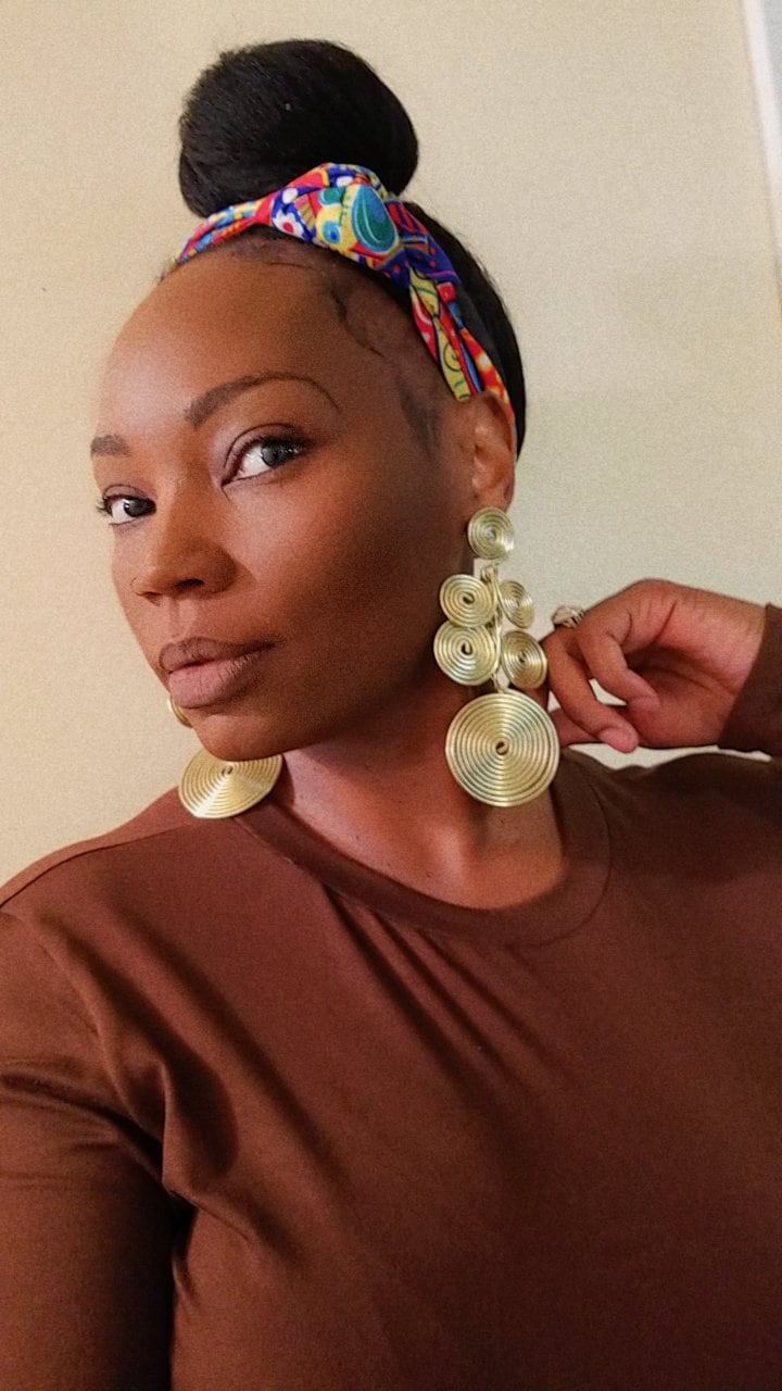 Gold Aluminum Disc Statement Earrings: Boho African Style