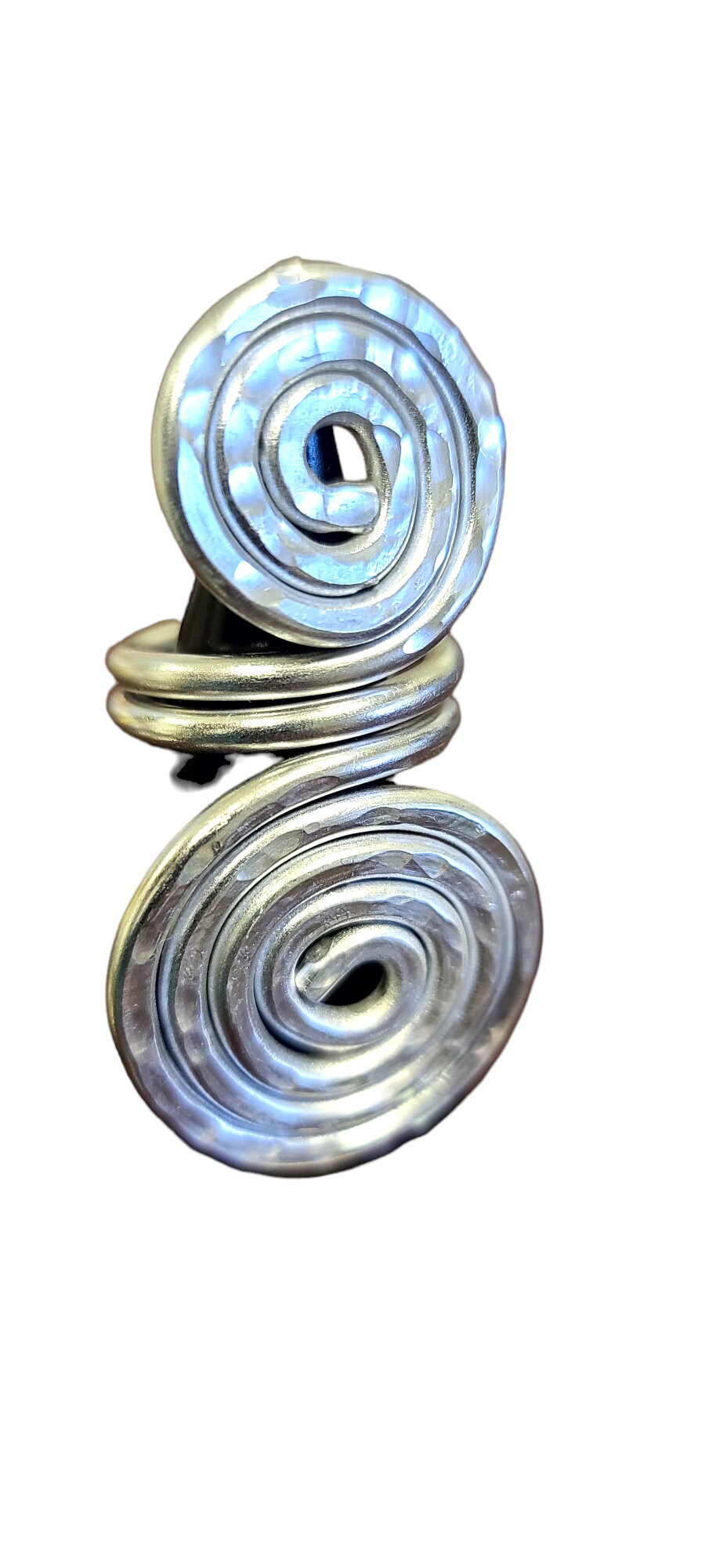 Handmade Aluminum Wire Disc Ring - Size 10 - Statement Jewelry