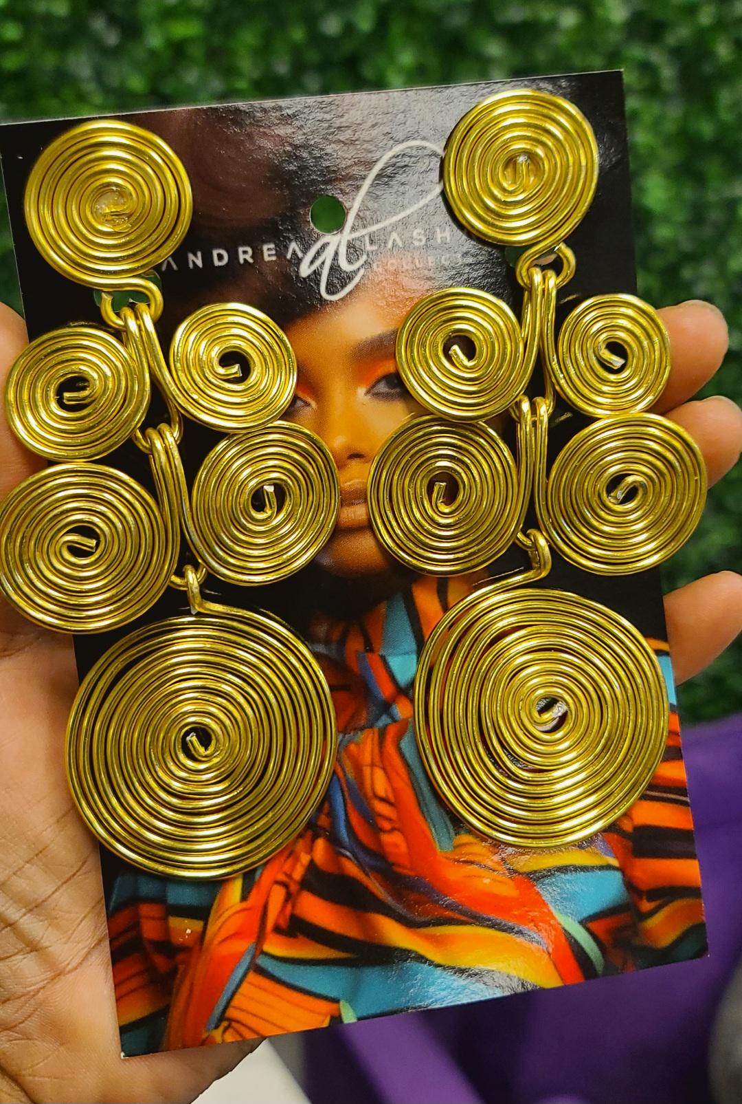 Gold Aluminum Disc Statement Earrings: Boho African Style