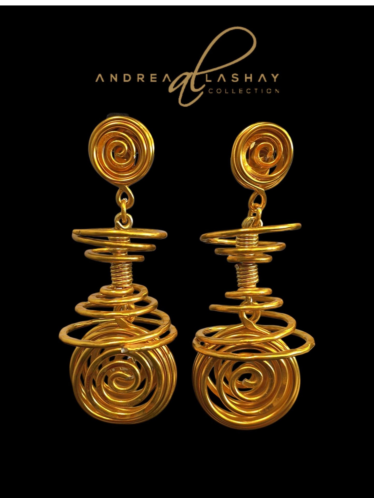 Gold Bold Spiral Statement Earrings: Afrocentric Boho Aluminum Jewelry