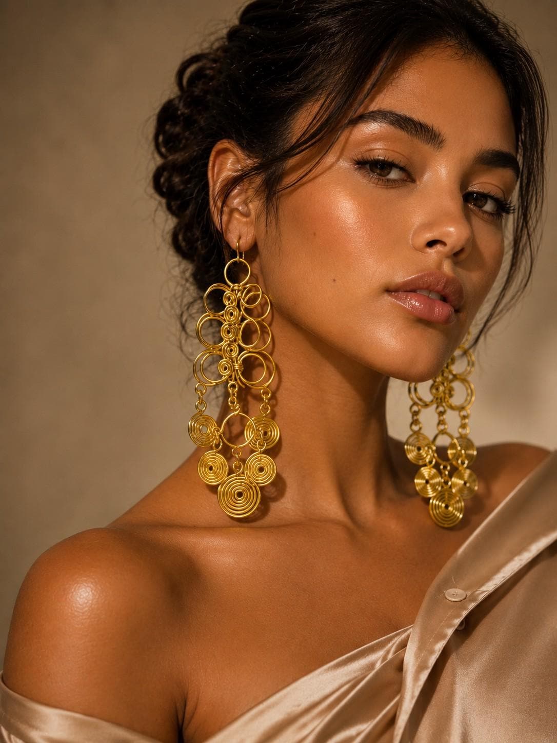 Long Chandelier Spiral aluminum earrings