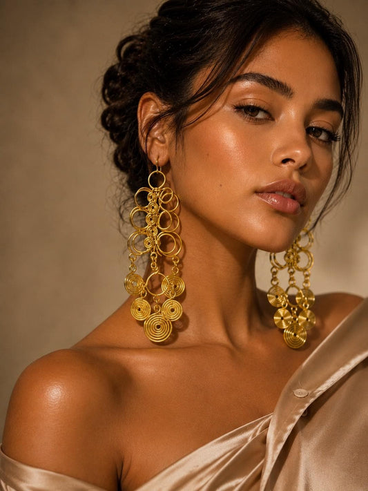 Long Chandelier Spiral aluminum earrings