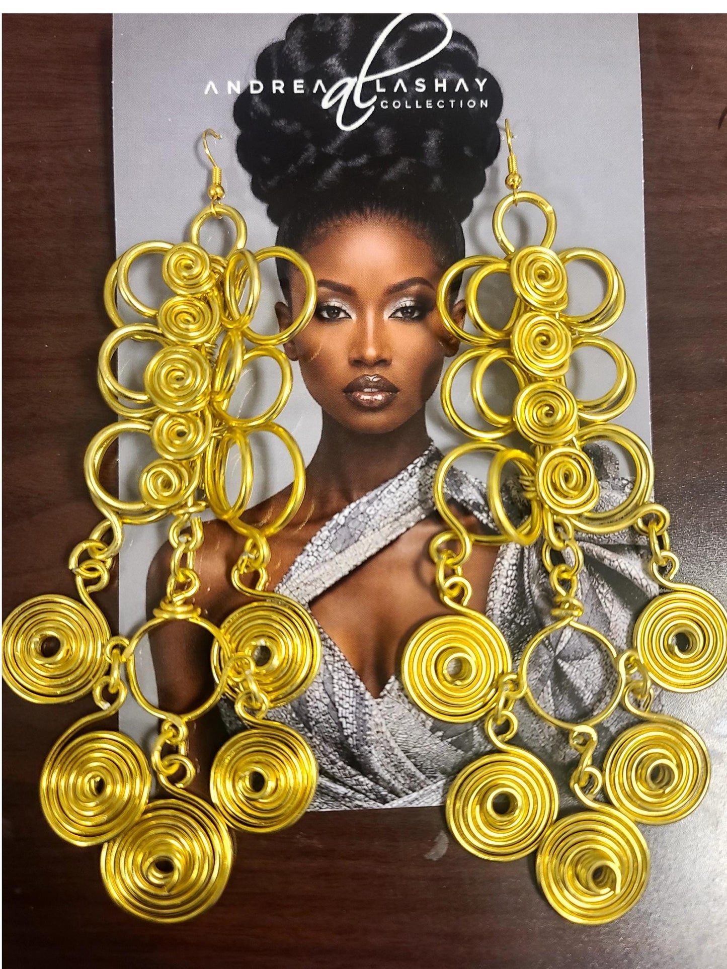 Long Chandelier Spiral aluminum earrings