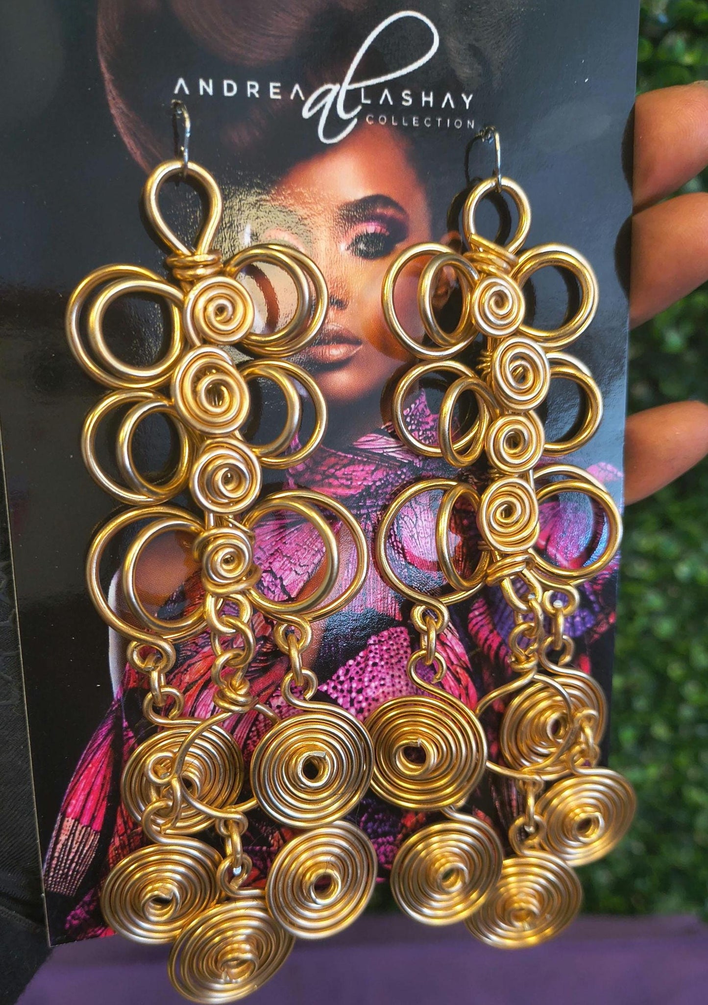 Long Chandelier Spiral aluminum earrings
