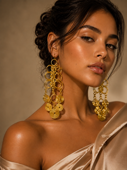Long Chandelier Spiral Earrings