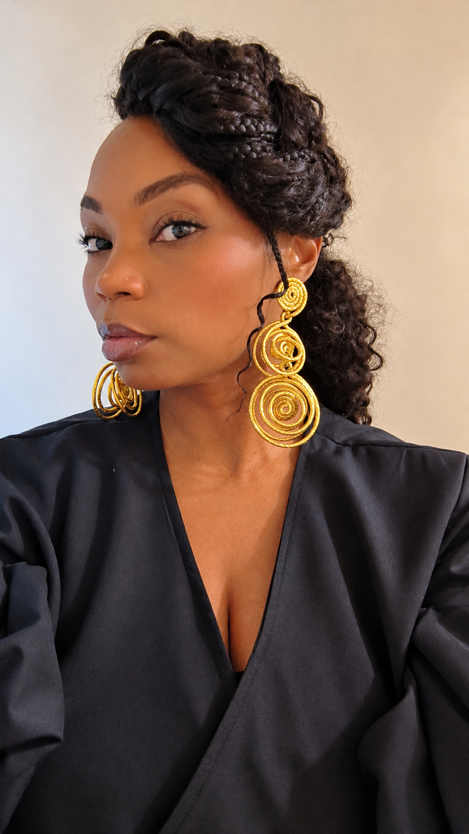 3d gold spiral earrings