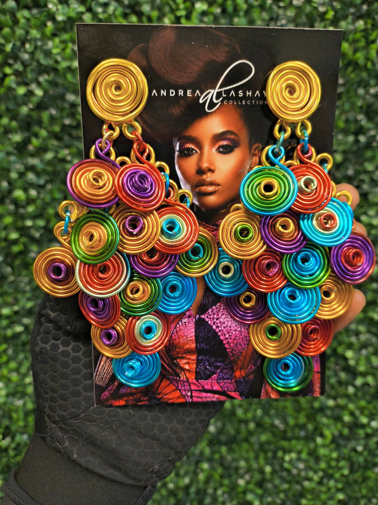 Multicolor Chandelier spiral aluminum earrings rainbow mix