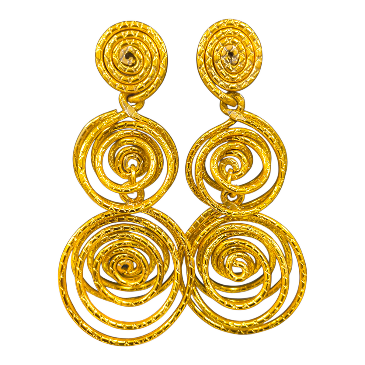 3d gold spiral earrings