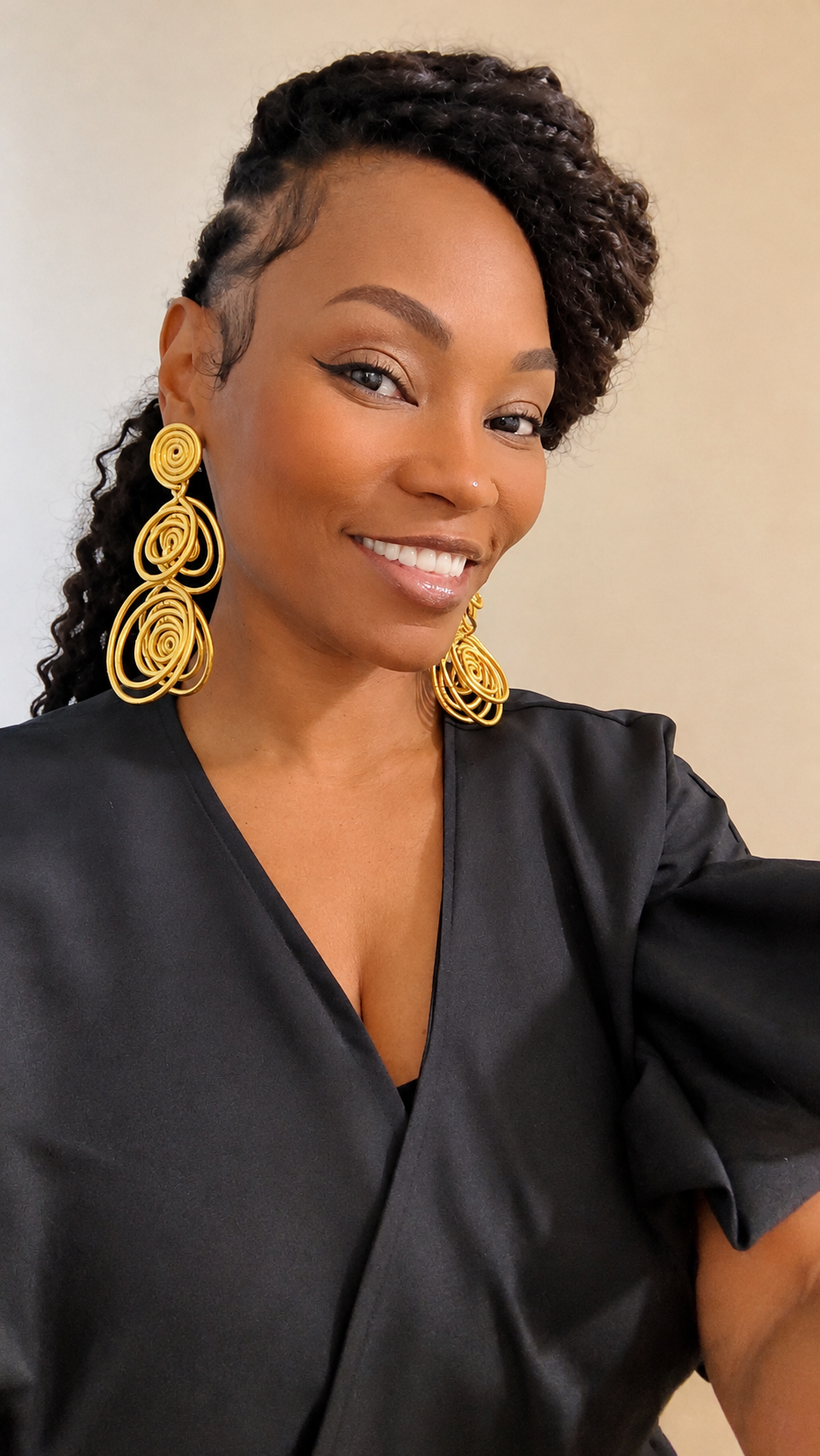 3d gold spiral earrings