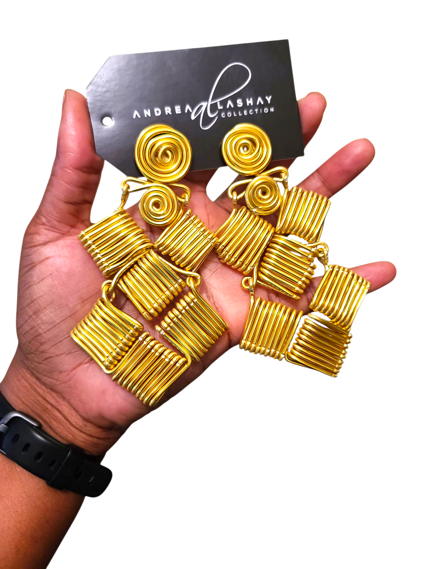 Golden Square Cascade Earrings