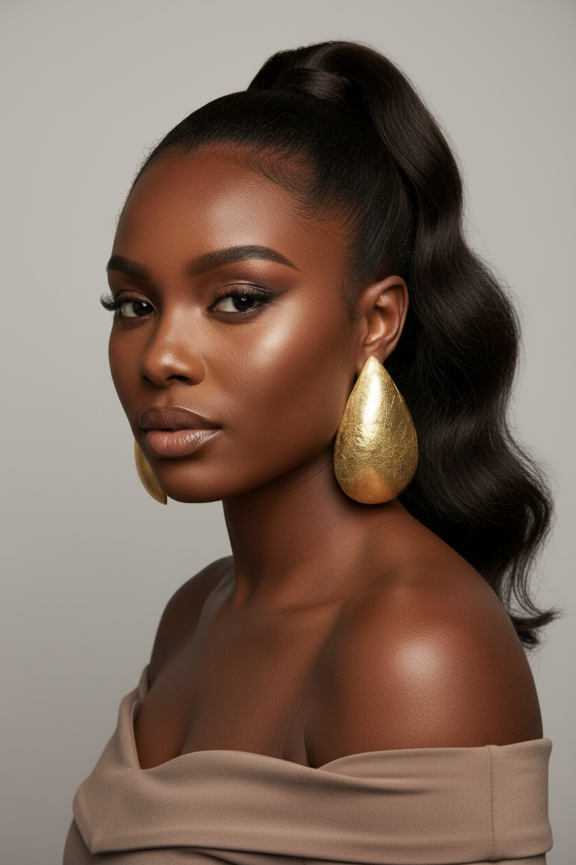 Teardrop Stud Earrings Gold