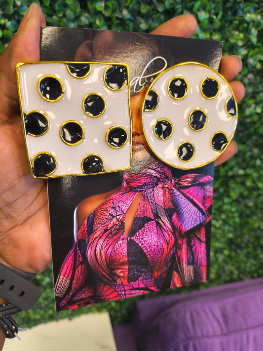 White with black dots